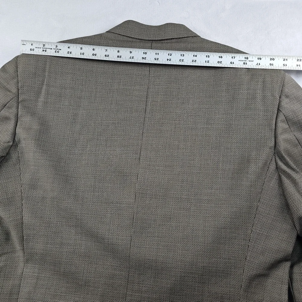Canali Proposta Double Breasted Coat Mens 46L Jacket Houndstooth Navy Blue Brown
